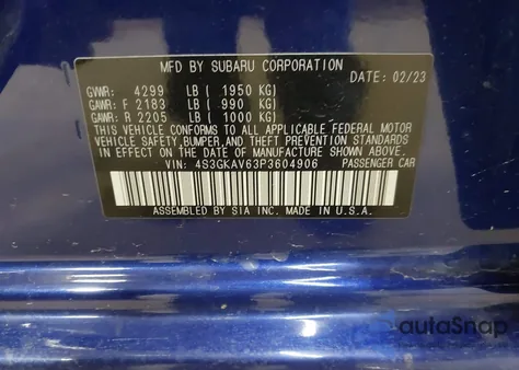 2023 Subaru Impreza Premium from USA, damaged, VIN 4S3GKAV63P3604906